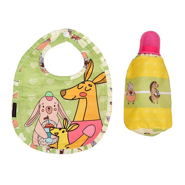 Hippo Bib & Bottle Cover Set