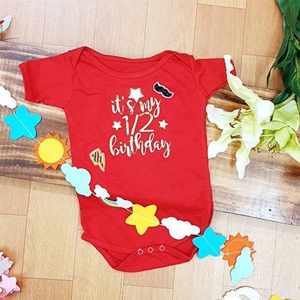 Half Birthday Moustache Romper