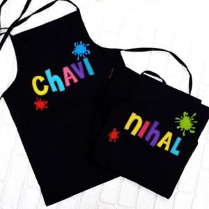 Black Cotton Apron Set