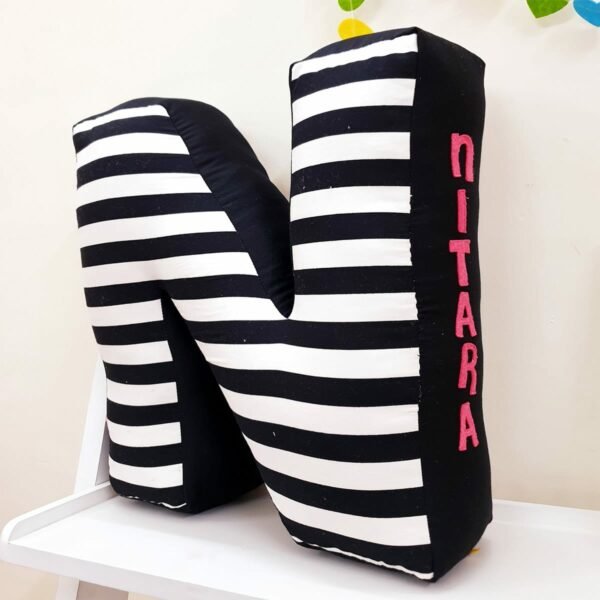 Black White Alphabet Cushion