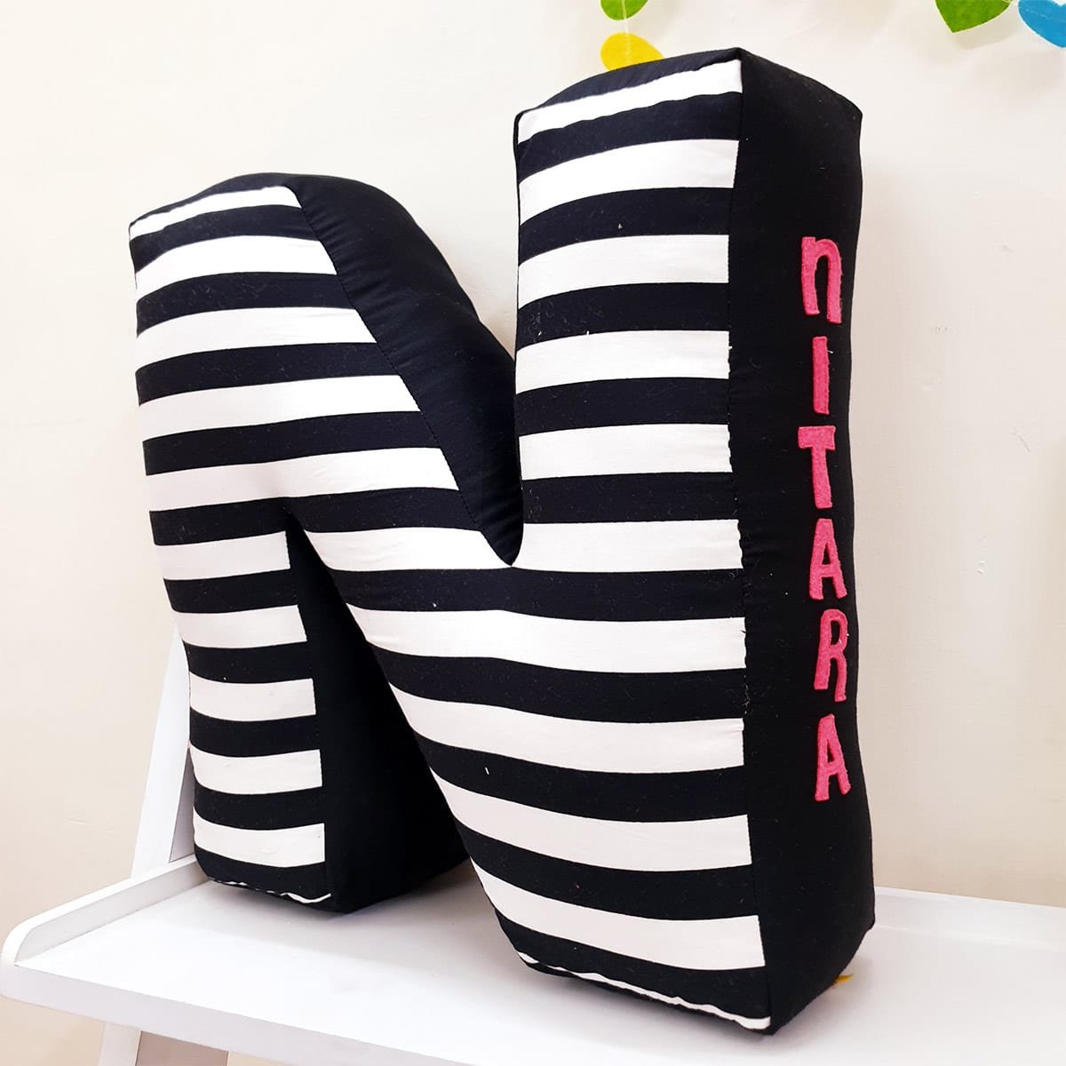 Black White Alphabet Cushion