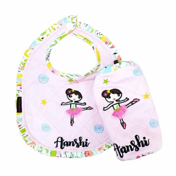 Dancing Ballerina Doll Bib & Bottle Cover Set