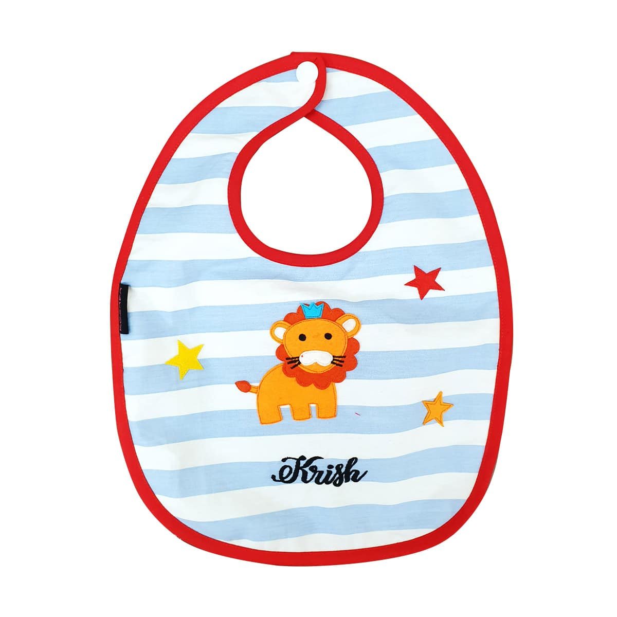 Blue Stripes Lion Bib & Bottle Cover Set