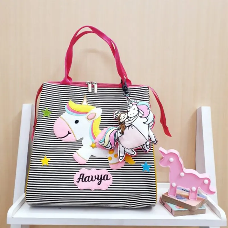 Stripes Unicorn Tote Bag
