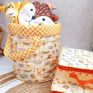 Animal Quilted Toy Basket 02