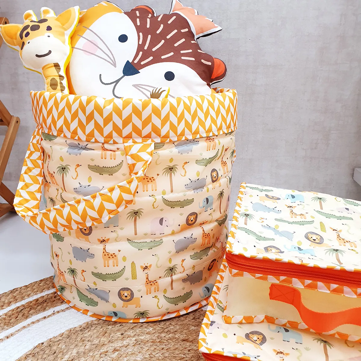 Animal Quilted Toy Basket 02