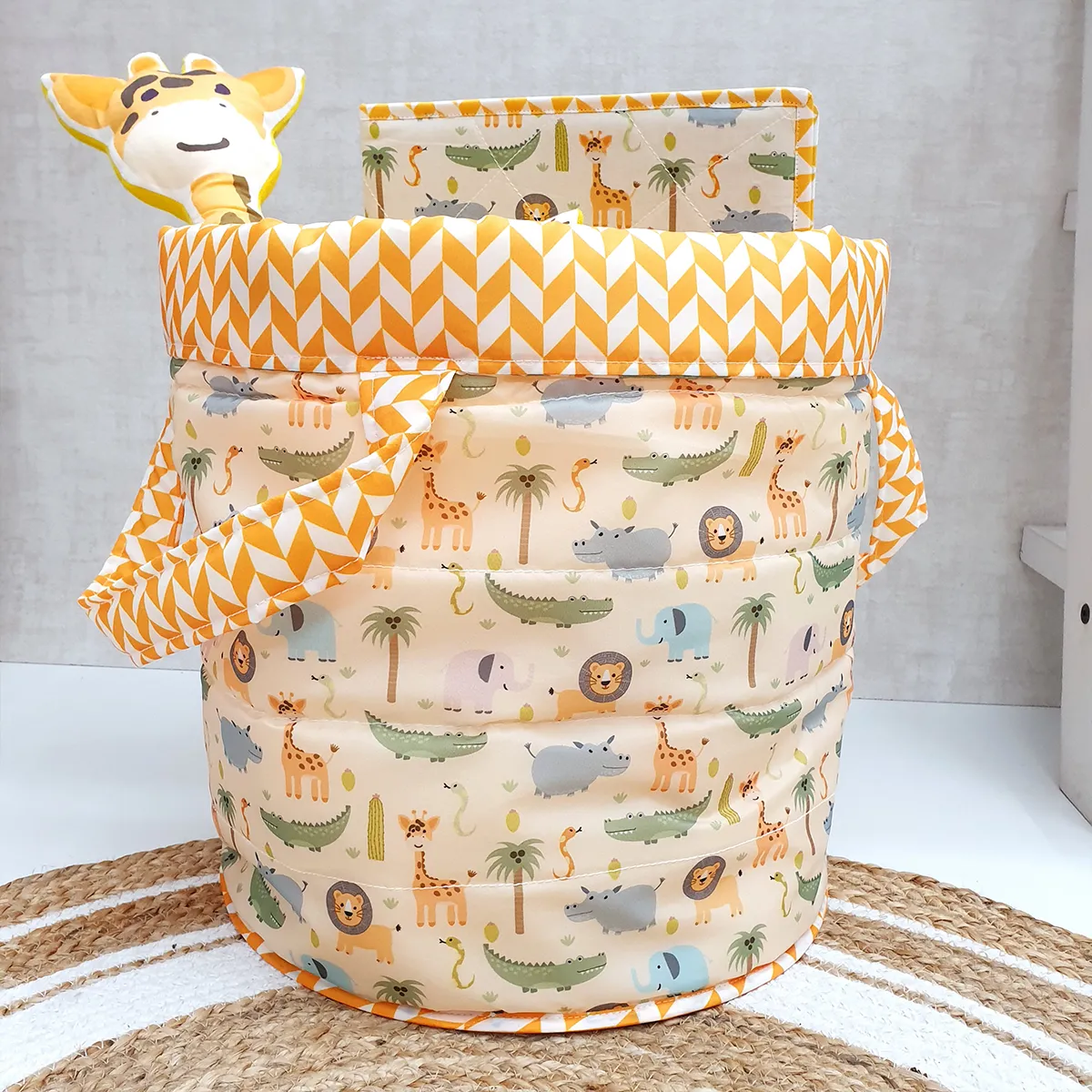 Animal Quilted Toy Basket 03