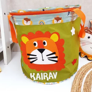 Lion Face Green Toy Basket 01