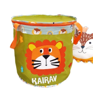 Lion Face Green Toy Basket