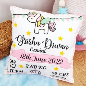 Birth Details Unicorn Cushion