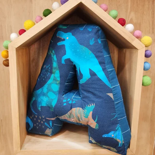 Blue Dino Alphabet Cushion