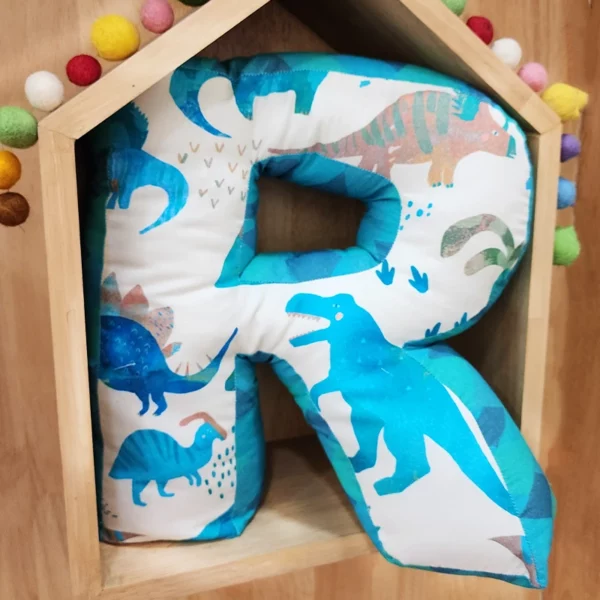 White Dino Alphabet Cushion