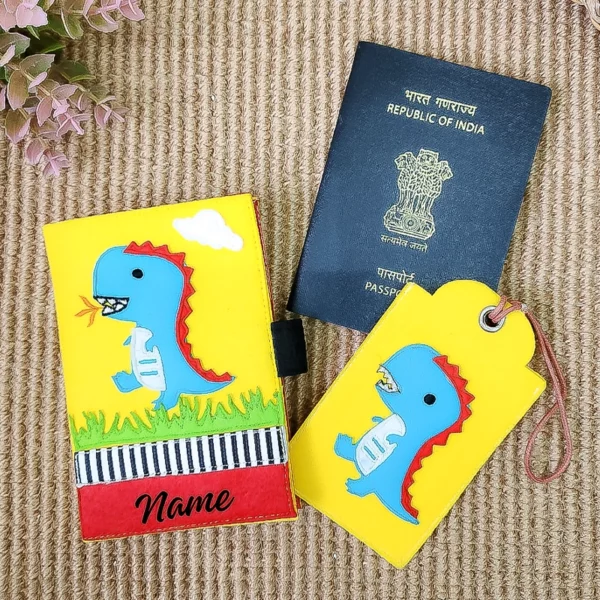 Dino Felt Passport Cover & luggage Tag