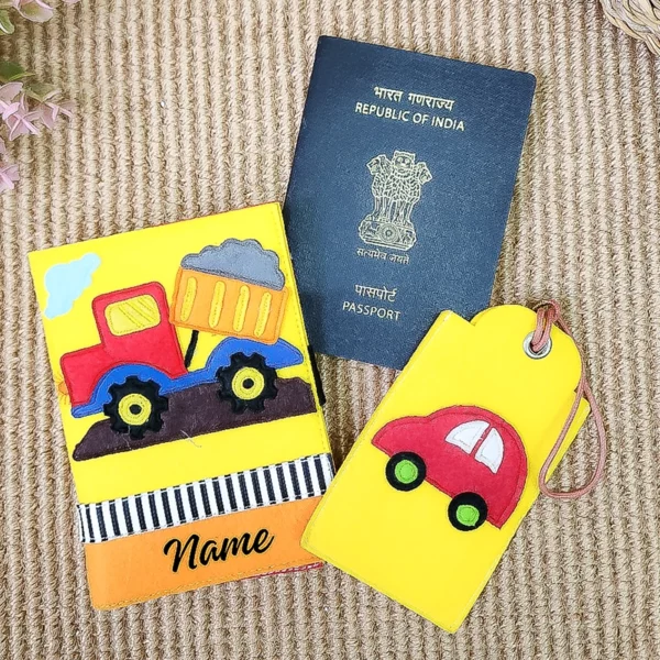 Excavator Felt Passport Cover & luggage Tag