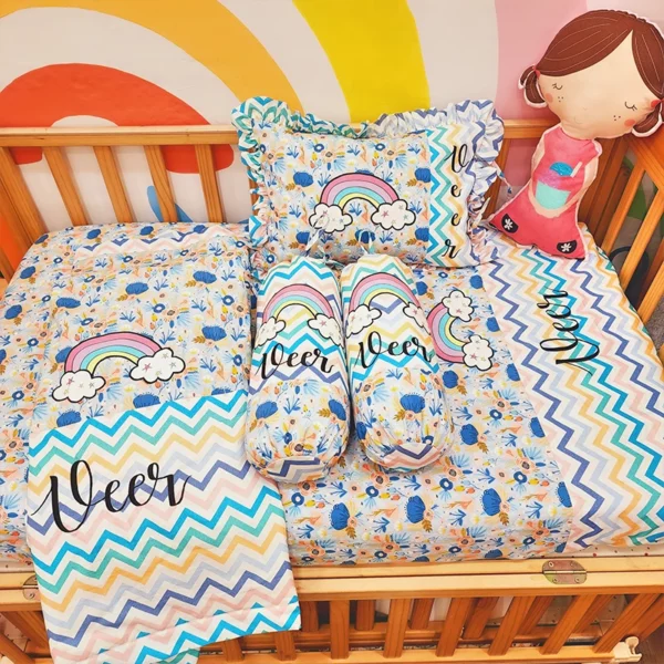 Blue Floral Baby Bedding Items